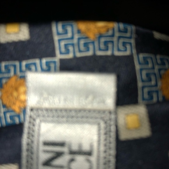 Gianni Versace  Blue and Gold Geometric Silk Tie- made in Italy- preloved. - Picture 5 of 8